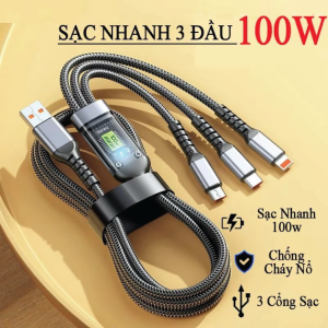 SỈ DÂY SẠC 3IN1 - 100W DÀI 1.2M - SỈ CÁP SẠC NHANH