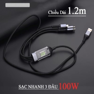 SỈ DÂY SẠC 3IN1 - 100W DÀI 1.2M - SỈ CÁP SẠC NHANH
