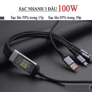 SỈ DÂY SẠC 3IN1 - 100W DÀI 1.2M - SỈ CÁP SẠC NHANH
