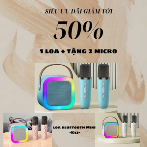 Sỉ Loa Bluetooth Karaoke Mini K12 - 2 MIC - Có đèn Led