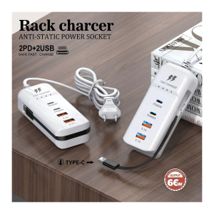 Sỉ Ổ Cắm Sạc Thông Minh 5 Cổng 66W, gồm: 2 Type C + 2 USB + 1 Dây Sạc Type C. Ổ điện đa năng - Sỉ phụ kiện điện thoại TPHCM